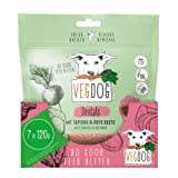 VEGDOG DENTALS vegane Kausticks für Hunde zur Zahnpflege, getreidefreier Snack für Allergiker mit Tapioka und Roter Beete, Vorteilspack 7 x 120 g