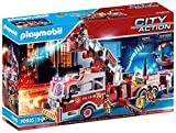 PLAYMOBIL City Action 70935 Feuerwehr-Fahrzeug: US Tower Ladder mit verlängerbarer, funktionsfähige Wasserpumpe mit Schlauch und Pumpkolben, Blinklicht und Original Sirenen-Sound, ab 5 Jahren