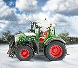 Siku 3224, Weihnachtstraktor Fendt 728 Vario, 1:32, Inkl. Weihnachtsmann-Fahrer, Metall/Kunststoff, Grün, Abnehmbare Kabine, Achsschenkellenkung, Bewegliche Front- und Heckkupplung