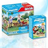 PLAYMOBIL 70990 Großeltern mit Enkel 5573 Zwillingskinderwagen – Spielspaß für kleine Entdecker!