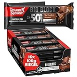 Power System Big Block Schoko 16 x 100g, 50% High Protein Bar, Low Sugar, Eiweißriegel mit je 50g Protein