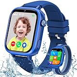 4G Smartwatch Kinder, IP68 Wasserdicht Smartwatch Kinder mit GPS, Telefon, Videoanruf, Voice Chat, SOS, Schulmodus, Schrittzähler, Wecker, Schlafen, Kinderuhr für Mädchen und Jungen 3-14 Jahren Blau