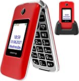 uleway 3G Seniorenhandy ohne Vertrag, Großtasten klapphandy tastenhandy,Rentner Handy mit Tasten Notruffunktion,Dual-SIM 2.8 Zoll Display(Rot)