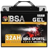 BSA Y60-N30L-A GEL Motorradbatterie 12V 32Ah 410A/EN doppelte Lebensdauer entspricht 53030 vorgeladen auslaufsicher wartungsfrei ersetzt 28Ah 30Ah