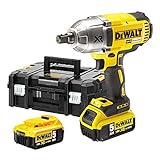 DEWALT 18 V, 5,0 Ah Akku-Schlagschrauber (Drehmoment max. 950 Nm, 1/2 Zoll Außenvierkant-Aufnahem, integrierte LED-Leuchte, inkl. 2x Akkus, System-Schnellladegerät und TSTAK Box-II) DCF899P2