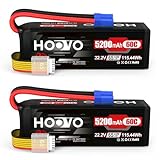 HOOVO 6S 5200mAh RC Batterien 22,2V 60C LiPo Akku Batterie mit EC5 Stecker für Helikopter RC Flugzeug RC Hubschrauber Align Flugzeu Hobby (2 Stück)