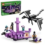 LEGO Minecraft 21264 Der Ender Drache und das Endschiff Bauset, Videospiel Spielzeug mit 2 Minecraft Minifiguren, Drachen Spielzeug Action Spielset für Kinder, Geburtstagsgeschenk für Jungen und