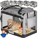 CADOCA® Hundebox faltbar Transportbox XL 82x56x58cm robust atmungsaktiv Transporttasche Auto Rückbank Haustiertransportbox Hundetragetasche Grau