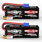 HOOVO RC Battery 3S Lipo Akku 11.1V 6000mAh 80C Hard Case Akku mit EC5 Anschlussstecker für RC 1/8 1/10 Scale Fahrzeuge Auto LKW Boote (2 Packungen)