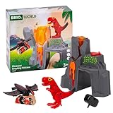 BRIO World - 36092 Dinosaurier-Vulkan mit Ausbruchsfunktion - Zugset für Kinder ab 3 Jahren, Dino Spielzeug ab 3 Jahren