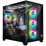 EMPIRE GAMING - (2024 Neu) Gamer PC-Gehäuse CL-242 – ARGB Medium Tower ATX, Micro-ATX und ITX – 7 Lüfter 120 mm 3 Pins 5 V LED RGB Adressierbar – MB Sync – Mid Tower Schwarz