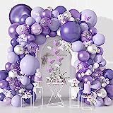 Lila Luftballons Girlande YHmall 145 Stück Lila Deko Geburtstag Mädchen 12 Stück Schmetterling Decoration Lila Konfetti Silber Ballon Schmetterling für Baby Shower Hochzeit Party Geburtstagsdeko