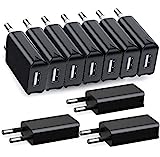 10Pack 5W USB Ladegerät Stecker, 5V/1A Slim USB Ladestecker Netzteil für iPhone, Samsung Handy,MP3, eBook Reader，USB Ventilateur,Smartwatch und Mehr (Schwarz-10Pack)