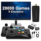 Retro Spielekonsole Mini Arcade, Retro Videospielkonsole mit 2 Kabellosem Joystick, 64 GB 20000 Spiele, 4K TV HD Game Stick verbindet Sich mit PC/Android/ios/M8, 9 Emulatoren kompatibel