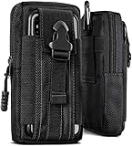 ONEFLOW Survival Case für Samsung Galaxy M31s Handy Gürteltasche aus Nylon mit Karabiner, Taktische EDC Tasche mit Gürtel Halterung, Handyhülle Outdoor Handytasche, Schwarz