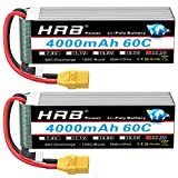 HRB 6S Lipo Akku 22,2V 4000mAh 60C Klasse A+ Batterie mit XT90 Stecker für RC Quadrocopter Flugzeug Helikopter Auto Boot Hobby (2 Stück)