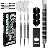 RED DRAGON Pegasus Professionelles Wolfram-Steeltip-Dart-Set, erhältlich in 21, 23, 24, 25, 26, 28, 30 Gramm, mit Flights, Schäften (Schäften) und Tasche (Weiß 23G, 2)