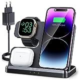 JARGOU 3 in 1 Kabelloses Ladegerät, Induktive Ladestation für Apple Watch und iPhone, Wireless Charger für iPhone 16 15 14 13 12 11 Pro Max, für Apple Watch 10/9/Ultra/8/7/6/SE/5/4/3/AirPods Pro 4 3 2