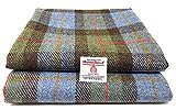 Scott and MacKenzie Traditioneller Harris Tweed MacLeod Tartan-Stoff, aus reiner Wolle, mit Echtheitsetiketten, Blau und Grün, 50 x 75 cm, T021HM