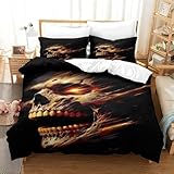 TNFHSOFT Skull 3D Bettw?sche Set Bettbezug Jungen M?dchen Microfaser Angenehme Baumwolle Betten Bettdeckenbezug Mit Kissenbezug, Mit Rei?Verschluss Bettbezüge King（220x240cm）