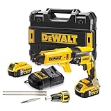 DeWalt Akku-Trockenbauschrauber / Schnellbauschrauber (18 Volt, 5.0 Ah, bürstenlos, inkl. Magazinvorsatz DCF6201, 2x XR Li-Ion Akkus, System-Schnellladegerät, Tstak Box II), DCF620P2K