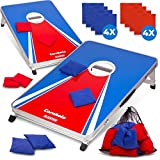 Blaustein Offizielles Cornhole Spiel Outdoor - 11-Teiliges Set nach Amerikanischer Tradition - Outdoor Spiele - Wurfspiele für Draußen - Gartenspiele (Rot Blau)