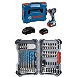 Bosch Professional Akku Drehschlagschrauber GDX 18V–200 C (inkl. 2x 5,0 Ah Akku, in L-BOXX) + 35tlg. MultiConstruction Bohrer- und Impact Control Schrauberbit-Set (Pick and Click, HEX-9, Zubehör)