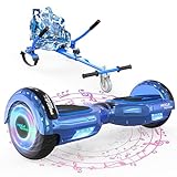 MEGA MOTION Hoverboards mit Hoverkart für Kinder, 6.5 Zoll Hoverboards mit Bluetooth Lautsprecher, mit LED-Leuchten, Geschenk für Kinder und Jugendliche