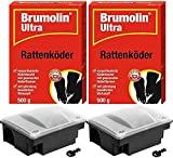 Brumolin Ultra Rattenköder 2x500 gr + 2 Rattenköderboxen, Rattengift, Rattenportionsköder, Rattenbekämpfung…