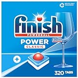 Finish Power Classic Spülmaschinentabs, phosphatfrei – Geschirrspültabs für die Basis-Reinigung des Geschirrs – 320 Tabs (4 x 80 Stück)