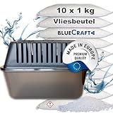 Bluecraft - Raumentfeuchter Box Feuchtigkeitskiller + 10x 1 kg Luft-Entfeuchter Granulat im Vliesbeutel Nachfüllpackung ohne Strom (10x 1kg + Box)