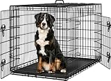 Yaheetech Hundekäfig 122 x 73 x 80 cm klappbar mit Trennwand, 2 Türen, Hundebox für zuhause mit ausziehbare Bodenschale, Transportkäfig Auto, Hundetransportbox Drahtkäfig für Hunde Welpe, XXL, Schwarz