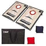 Profi Series Cornhole Doppel Komplett - 2X 90x60cm inkl. 8 Bean Bags - Amerikanisches Cornhole 13kg - 400 Gram Bean Bags- 15x15 cm- und Tragetasche - 13kg. aus echtem Holz Schwarz