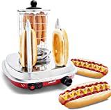 Salco HotDog Maker Retro-Style Diner-Style, Thermo-Control, Dampfgarer, Heizspieße für 2 Brötchen, Zylinder Kapaziät für 8 Würtchen, 450W - Ein echtes Highlight!