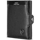 VON HEESEN Slim Wallet mit XL Münzfach & RFID-Schutz - Mini Geldbörse Herren & Damen - Kartenetui Geldklammer Kreditkartenetui - Portmonee Geldbeutel Portemonnaie klein (Schwarz)