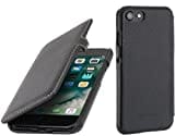 STILGUT Leder-Hülle kompatibel mit iPhone SE 2020/iPhone 8/iPhone 7 Book Type mit Clip, Schwarz