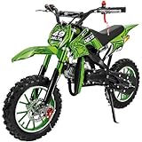 Actionbikes Motors Kinder Mini Elektro Crossbike Delta 49cc | 2-Takt 49ccm Motor - Scheibenbremsen - Bis zu 35-40 km/h- Pocket Bike - Motorrad - Motocross - Dirtbike - Enduro (Grün)