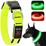 KOSKILL Leuchthalsband Hund Wiederaufladbare USB LED Hundehalsband Wasserdichtes Leuchtendes Hunde Halsband Einstellbare Super Helle für Mittlere Große Hunde (Grün, M)