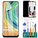 TFT für OPPO Reno8 5G LCD-Display für OPPO Reno 8 5G Bildschirm Ersatz für OPPO Reno 8 Touch CPH2359 Digitizer mit Rahmen (Schwarz, keine Fingerabdruckfunktion)