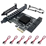 PCIe x1 SATA-Karte mit 6 Anschlüssen, PCIE 3.0 SATA-Erweiterungskarten-Controller (6 Gbit/s), SATA III-Karte mit 6 SATA-Kabeln, 15-poliges SATA-Stromverteilerkabel für Windows, MAC OS, Linux-System