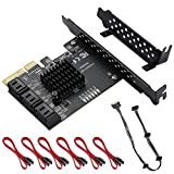 MZHOU PCI-E x4 zu 6 Port SATA Karte, PCIE Gen3 SATA Controller Karte, SATA 3.0 6Gbps Erweiterungskarte mit 6 SATA kable PCI-Express zu 6 SATA 3.0 SSD/HDD Karte-ASM1166