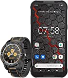 Hammer H Hammer Blade 3 6.2 IPS Outdoor Handy, 48MP Kamera, Militärstandard Smartphone, eSIM, NFC, Wasserdicht/Stoßfest IP69 Watch Smartwatch Herren Damen Fitnessuhr Fitness Tracker Set Schwarz