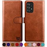 SUANPOT [RFID Schutz für Samsung Galaxy A52/A52S Hülle PU Leder Handyhülle Lederhülle Klapphülle Kartenfach Flip Cover für Samsung A52/A52S 5G Handy hülle Leather Wallet Phone Case Hellbraun