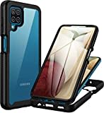 CENHUFO für Samsung Galaxy A12 Hülle, Samsung Galaxy M12 Hülle 360 Grad Schutzhülle Stoßfest Cover mit Eingebautem Displayschutz Robust Bumper Outdoor Case Handyhülle für Samsung A12/M12 - Schwarz