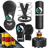 KESSER® Boxsack Set stehend Erwachsene mit Boxhandschuhe + Springseil, Kickboxsack, Freistehender Standboxsack MMA Boxpartner Boxing Trainer Fitness Boxsack mit Saugfuß Schwarz