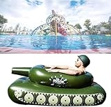 Pool Aufblasbarem Tank mit Wasserwerfer, Sprühwasser Panzer Schwimmsessel, Wassersprühring Panzer Schwimmring Spielzeug, Sommer Pool Punisher Schwimmbad Wasserkampf (Color : Green, Size : Aldult)