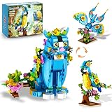 INSOON 3 in 1 Blume Papagei Katze Schmetterling Bauspielzeug, 412 Stück Tierfiguren Baustein, Spielzeug Geburtstag Weihnachten Geschenk für Kinder Jungen Mädchen Erwachsene ab 6 7 8 9 10 11 12+ Jahre