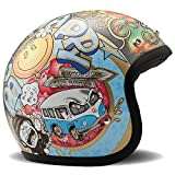 DMD Herren Jet-Vintage Motorradhelm, Mehrfarbig, M