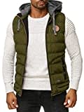 Blackrock Herren Outdoor-Weste - Slim-Fit - Abnehmbare Kapuze und Stehkragen - Moderne Stepp-Weste - Khaki XL