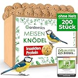 Gardemics Meisenknödel ohne Netz für Wildvögel, Insekten-Knödel [200 Stück] [18 kg] Wildvogelfutter mit Insekten für Artenvielfalt im Garten | Proteinreiches Ganzjahresfutter